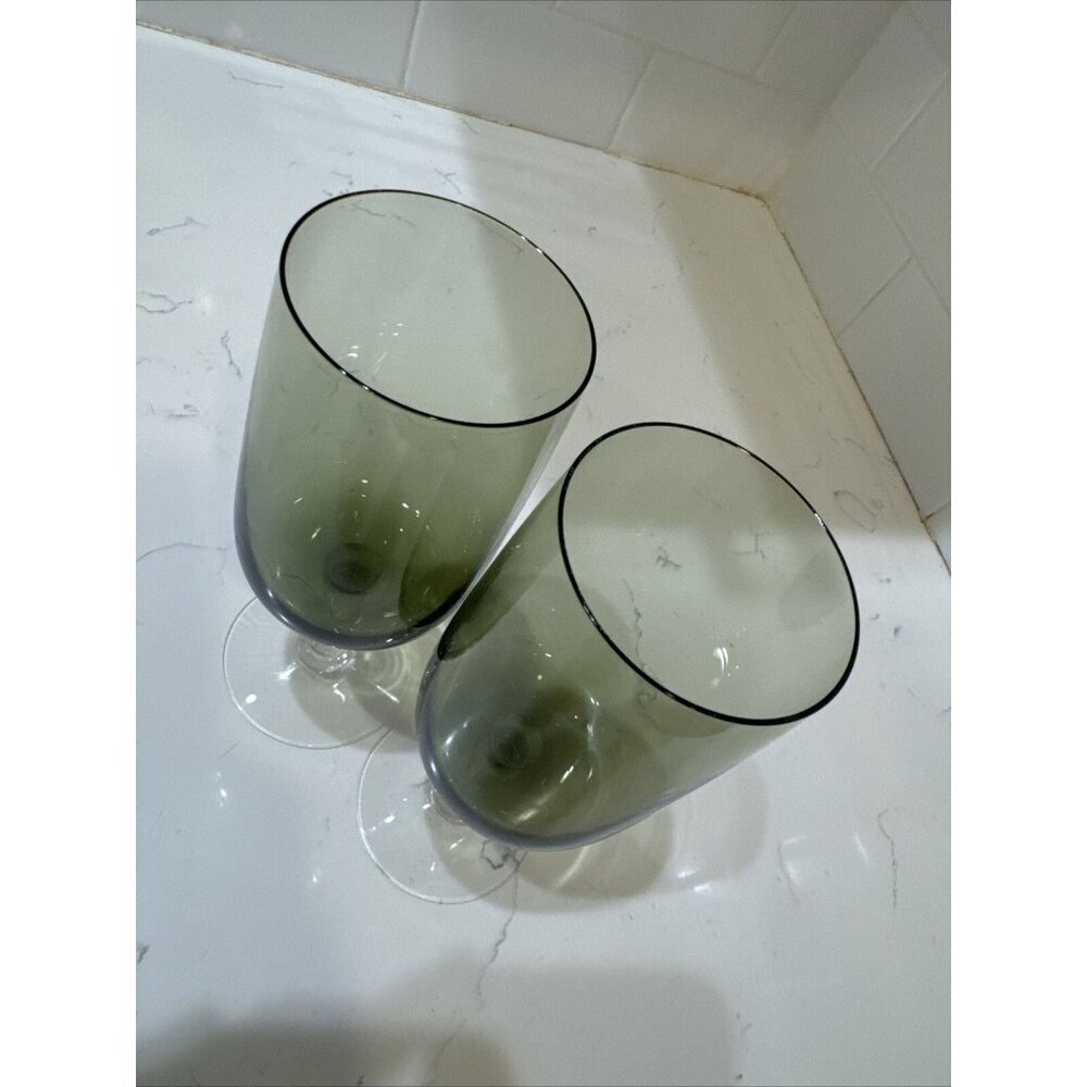Fostoria Green Water Wine Delicate Drink Glass Goblet Stemware Set Of 2 - Picture 5 of 8
